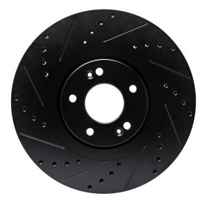 Hyundai Palisade Brake Rotor (1) - Front Left - R1 Concepts - Drilled & Slotted - Black - `20-`25